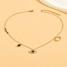 Titanium Necklaces Shein Devil's Eye Necklace Fashion - Titanium Steel/Blue