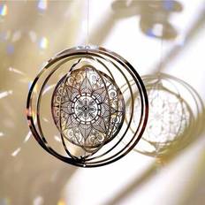 Stainless Steel Garden Ornaments Shein 3D Mandala Pattern Stainless Steel Rotating Wind Chime