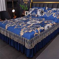 Silk Valance Sheets Shein 3 Pcs Ice Silk Bedskirt Set With Lace Floral Print Valance Sheet