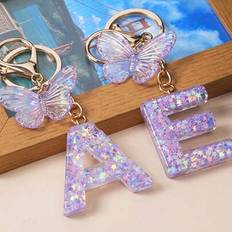 Shein Creative Keychain With Letter Stones - Butterfly Tassel Charm