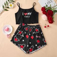 Polyester Pyjamases Shein Adorable Family-Style Pajamas For Girls - Black