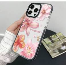Shein Fashionable Transparent Dual Color Lily Flower Print Shockproof Phone Case Fits For IPhone 11 12 13 14 11 Promax 12 Promax 13 Promax 14 Promax XR 15 1