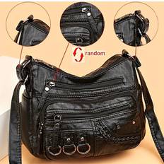 Temu Winter Vintage Pu Leather Handbag With Tassel - Women's