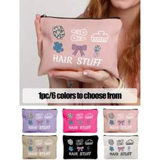 Polyester Cosmetic Bags Shein Mesh Cosmetic Bag With Hair Accessory Pattern - Multifunctional