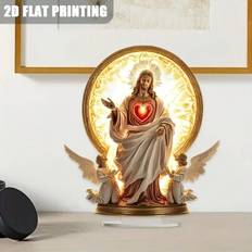 Acrylic Figurines Shein Unique Acrylic Statue Of The Sacred Heart Of Jesus With Base Figurine