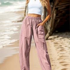 Temu Elastic Waist Casual Pants - Women