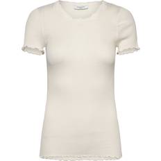 Rosemunde Dame T-shirts Rosemunde Beatha SS Regular Oneck Lace T-shirt - Elfenben