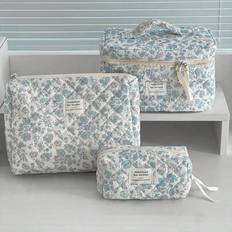Blue - Women Cosmetic Bags Shein Begonia Flower Handheld Makeup Bag - Blue
