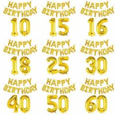 Gold Number Balloons Shein Gold Happy Birthday Number Foil Balloons Adult Party Decoration 10 11 12 15 18 25 30 40 50 60 Year