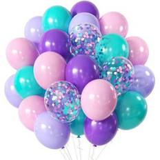 Text & Letters Balloons Shein Mermaid-Themed Balloon Set 42pcs Light Pink Macaroon Purple Teal Blue