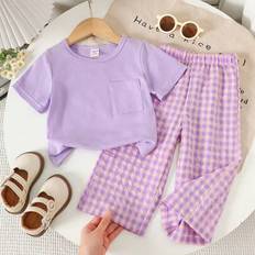 9-12M Other Sets Shein Baby Girl Plaid All-Match Casual Fashion Set - Spring/Summer