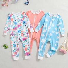 Jumpsuits Shein Baby Girl Knit Long Sleeve Colorful Floral Jumpsuit - Winter