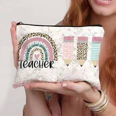 Multicoloured Cosmetic Bags Shein Teacher Gifts To Best Teacher Ever Letter Print - Makeup