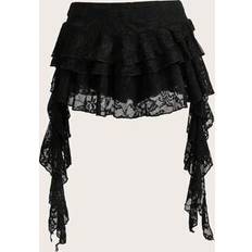 Shein Skirts Shein Low Waist Casual Lace Wave-Trim Skirt - With Safety Shorts