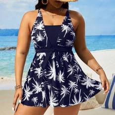 Stretch Tankinis Shein Plus Size Women Digital Printed Tankini Swimsuit - Summer