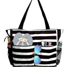 Pink Beach Bags Shein Beach Bag And Pool Bag - Triped