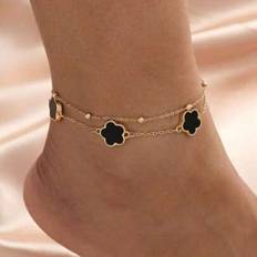 Anklets on sale Shein Summer Beach Style Sweet Clover Shaped Double Layer Anklet - Second Layer