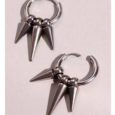Metal - Unisex Earrings Shein Unisex Punk Gothic Hip Hop Multi Spike Huggie Hoop Earrings - Daily Wear