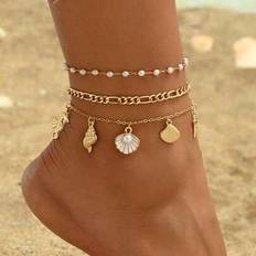 Anklets on sale Shein Ocean Style Pendant Anklet - Gold Metal