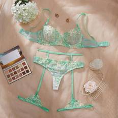 Solid Colours Lingerie Sets Shein 3-Piece Women's Light Purple Sexy Lingerie Set