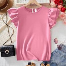Ruffles Blouses & Tunics Children's Clothing Shein Solid Color Ruffle Lantern Sleeve Blouse - Teen
