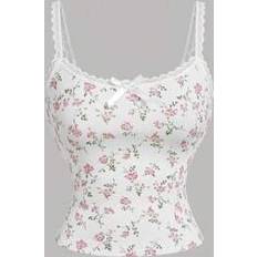 Girls Tank Tops Shein Tween Girls Casual Minimalist Comfortable Floral Pattern With Bow Decor Tank Top