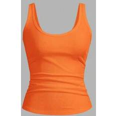 Shein Basic Sleeveless Racerback Slim Rib Knit U Neck Tank Top - Orange