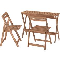 IKEA Bord Och 2 Klappstolar Utomhus Fällbart Ljusbrunlaserad 108x37 cm Matgrupp