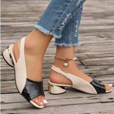 Multicoloured - Women Heeled Sandals Shein 2-Inch Heel Sandals With Peep-Toe Strap - Multicolor