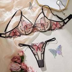 S Lingerie Sets Shein Romantic Butterfly Embroidery Sexy Lingerie Set - Valentine's Day