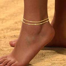 Anklets on sale Shein Simple Charm Bulingbuling Vegan Chain Double Gold Anklet - Women