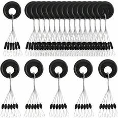 Fishing Equipment Shein Rubber Fishing Bobber Stopper 6 In 1 Black Oval Cylinder