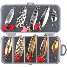 Fishing Equipment Shein 10pcs Set Metal Spoon Fishing Lures