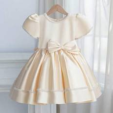 Children's Clothing Shein Champagne Girls Formal Dress With Large Bow - Champagne