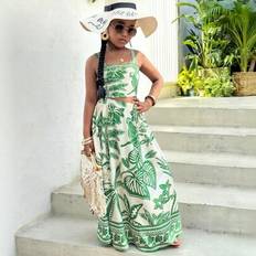 Children's Clothing Shein Tween Girls Vacation Floral Print Camisole And Maxi Skirt 2 Piece Set
