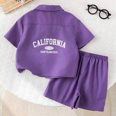 Children's Clothing Shein Baby Boy Girl Casual Cute Graphic Letter Print Loose Shoulder Dolman Sleeve Top With Pockets - Spring