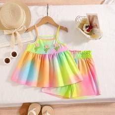 Children's Clothing Shein Toddler Girls Rainbow Ombre Camisole And Shorts Set - Colorful/Vibrant