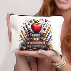 Multicoloured Cosmetic Bags Shein Teacher Gifts To Best Teacher Ever Letter Print - Makeup