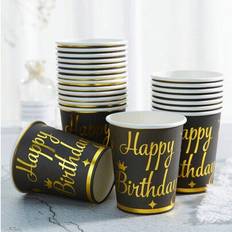 Black Paper Cups Shein Birthday Gold Foil Balloon Print Paper Cups 10/25pcs