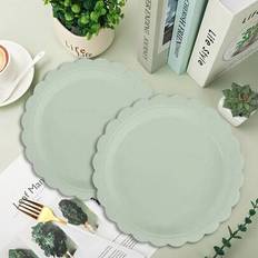 Green Disposable Plates Shein Sage Green Plain Edge 7 Party Paper Plates 10pcs