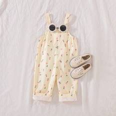 Shein Baby Girls Ditsy Floral Jacquard Strap Overall Jumpsuit - Spring Summer