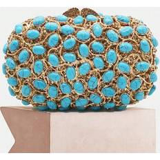 Turquoise Clutches Shein Luxury Turquoise Stone Crystal Evening Clutch Bags - Turquoise