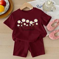 Children's Clothing Shein Baby Girl Casual Minimalist Short Sleeve Shorts Set - Summer