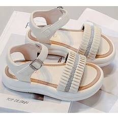 Beige Sandals Shein Hook And Loop Closed Toe Sandals - Beige