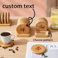 Bamboo Coasters Shein Customized Text Bamboo Set 1 Pc Coaster