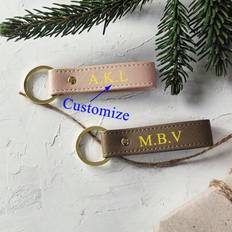 Wallets & Key Holders Shein Customized Letter Name Solid Color Saffiano Pattern PU Leather Home Keychain - Women's