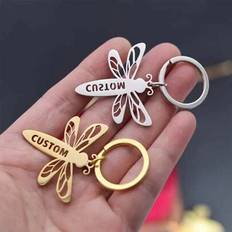 Wallets & Key Holders Shein Stainless Steel Dragonfly Pendant Keychain - Personalized