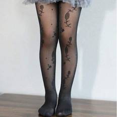 Black Pantyhoses Children's Clothing Shein Girls Floral High Density Thin Pantyhose - Can Be Worn