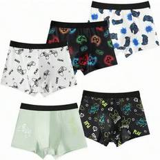 Underwear Sets on sale Shein Tween Boys Simple Gaming Element Breathable Briefs - Black/White/Gray