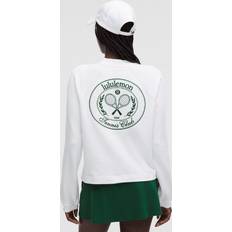 Lululemon Tröjor Lululemon Rundhalspullover French-Terry Baumwollmaterial Tennis Club - White/Alouette